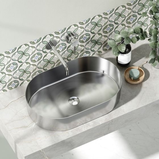 Karag 5206836666334  Jupiter Νιπτήρας Επικαθήμενος Brushed Steel 550x350x115mm