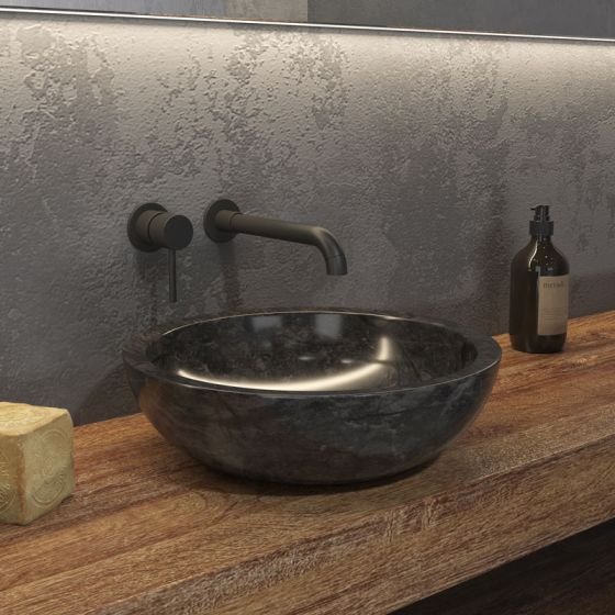 Karag 5206836064819 Επικαθήμενος Νιπτήρας Elena SBP Nero Ø400x120mm