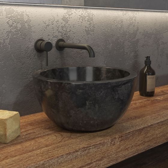 Karag  5206836064901 Επικαθήμενος Νιπτήρας Leyla SBP Nero Ø400x200mm