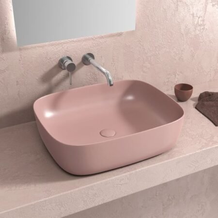 Karag 5206836685977 Επικαθήμενος Νιπτήρας LT 2143-MP Rosa Opaco 490x395x150mm