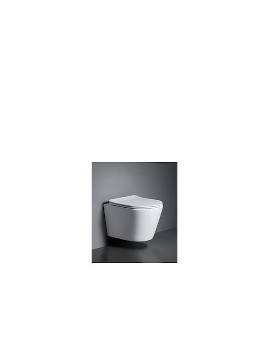 FRA. 2003028 Navora 53 SET Λεκάνη Κρεμαστή Rimless Λευκή με Κάλυμμα Slim Soft Close 53X35X35CM