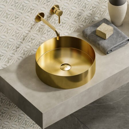 KAR. 5206836624075 Νιπτήρας επικαθήμενος ανοξείδωτος VENUS Oro BB6802-BG KARAG Ø38x11cm