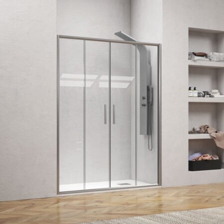 KAR. 5206836055794 Καμπίνα από τοίχο σε τοίχο με διάφανο κρύσταλλο EFE 600 Silver KARAG 170x190cm
