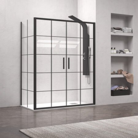 KAR. 5206836617428 Καμπίνα από τοίχο σε τοίχο με frame κρύσταλλο EFE 600 Black KARAG 160x190cm