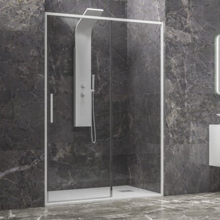 KAR. 5206836651439 Καμπίνα από τοίχο σε τοίχο με διάφανο κρύσταλλο LEA 400 White KARAG 100x200cm