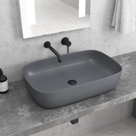 KAR. 5206836049595 Νιπτήρας επικαθήμενος Grey Matt LT 2143-PMDG KARAG 60x39x14,5cm