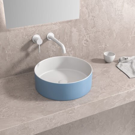 KAR. 5206836686028 Νιπτήρας επικαθήμενος White-Azzuro Matt LT M3134-BLW KARAG Ø35,5x12cm