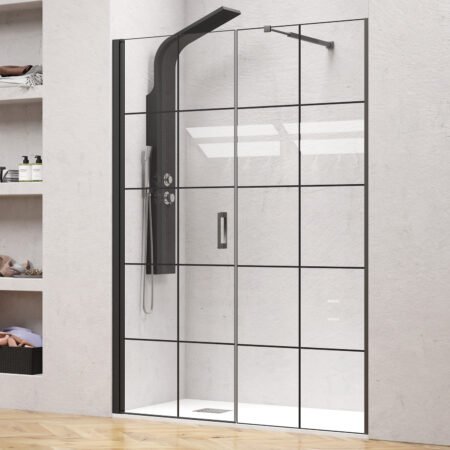 KAR. 5206836059198 Καμπίνα από τοίχο σε τοίχο με frame κρύσταλλο NERO 5 PORTA Black KARAG 174x200cm (90cm σταθερό)