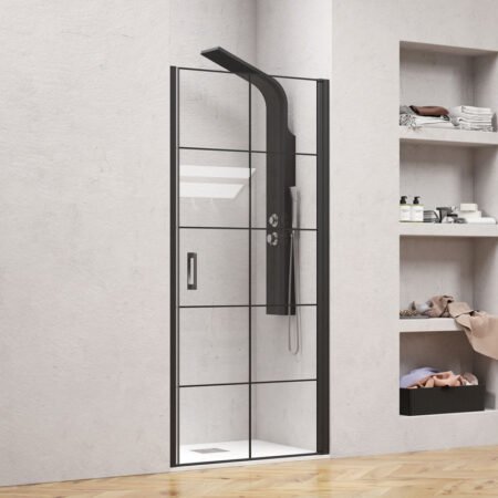 KAR. 5206836056487 Καμπίνα από τοίχο σε τοίχο με frame κρύσταλλο NERO PIVOT PORTA Black KARAG 70x200cm