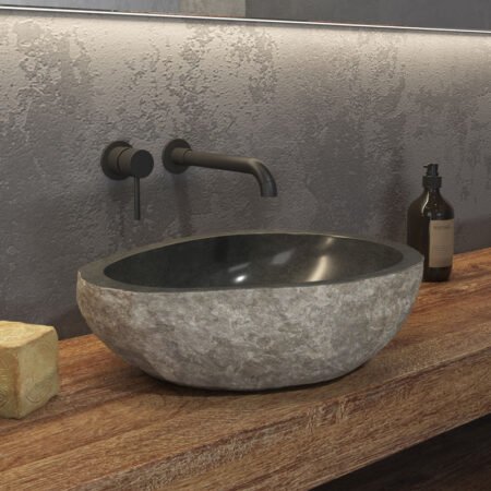 KAR. 5206836064994 Νιπτήρας επικαθήμενος πέτρινος RIVER Grey KARAG Ø40-45x15cm