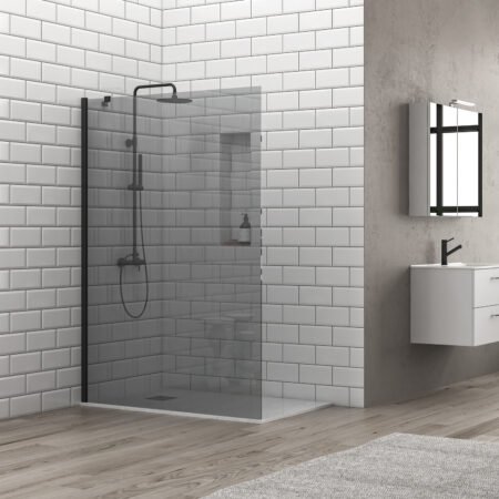 KAR. 5206836653235 Σταθερό διαχωριστικό ντουζιέρας με fume κρύσταλλο S 28F ALTO Black KARAG 75x200cm