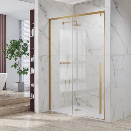 KAR. 5206836651880 Καμπίνα από τοίχο σε τοίχο με διάφανο κρύσταλλο SANTORINI 400 Gold KARAG 150x200cm
