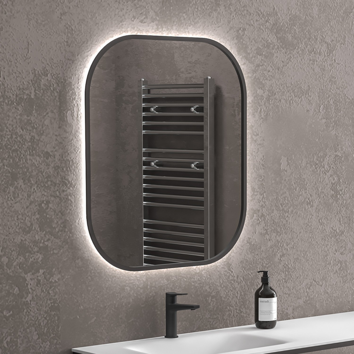 KAR. 8435324904475 Καθρέπτης με κρυφό φωτισμό SHARON Black KARAG 60x70cm