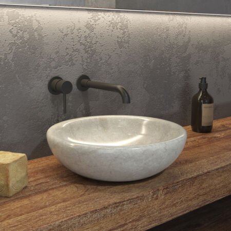 KAR. 5206836064918 Νιπτήρας επικαθήμενος πέτρινος SORA Cream KARAG Ø40x12cm