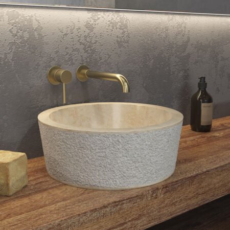 KAR. 5206836064949 Νιπτήρας επικαθήμενος πέτρινος TIMUR Cream KARAG Ø40x15cm