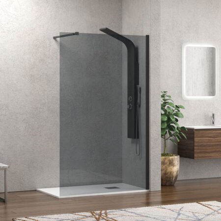 KAR. 5206836056869 Σταθερό διαχωριστικό ντουζιέρας με fume κρύσταλλο WALKIN 1 Black KARAG 120x200cm