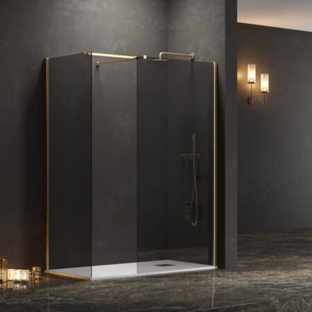 KAR. 5206836663203 Σταθερά διαχωριστικά ντουζιέρας με fume κρύσταλλο WALKIN 2 Gold KARAG 80x200cm