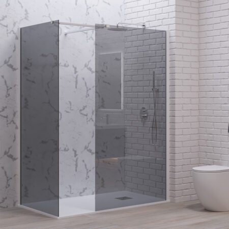 KAR. 5206836663111 Σταθερά διαχωριστικά ντουζιέρας με fume κρύσταλλο WALKIN 2 White KARAG 90x200cm