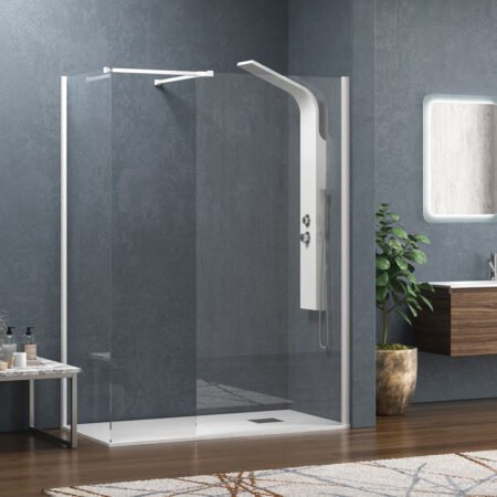 KAR. 5206836058153 Σταθερά διαχωριστικά ντουζιέρας με διάφανο κρύσταλλο WALKIN 2 White KARAG 170x200cm