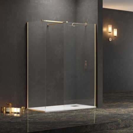 KAR. 5206836057989 Σταθερά διαχωριστικά ντουζιέρας με διάφανο κρύσταλλο WALKIN 2 Gold KARAG 100x200cm