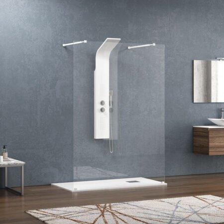 KAR. 5206836057811 Σταθερό διαχωριστικό ντουζιέρας με διάφανο κρύσταλλο WALKIN 3 White KARAG 108x200cm
