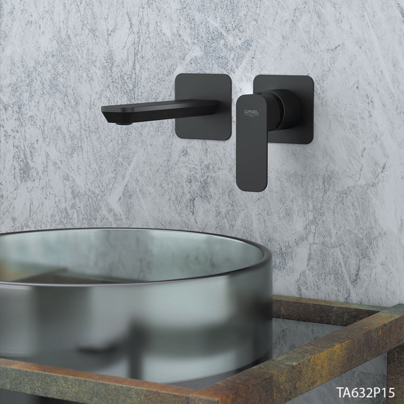 DANIEL. TA632P15 TIARA BUILT IN BASIN MIX 2 FLANGE MAT BLACK ΧΩΡΙΣ ΡΟΥΞΟΥΝΙ – Ετοιμοπαράδοτο