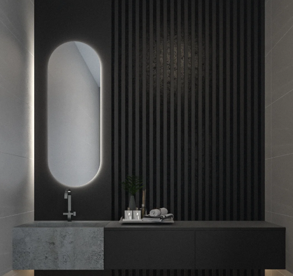 MIRRORS. ΚΑΘΡΕΠΤΗΣ SEMI OVAL PONTE ΜΕ ΚΡΥΦΟ ΦΩΤΙΣΜΟ LED 45X100 – Ετοιμοπαράδοτο