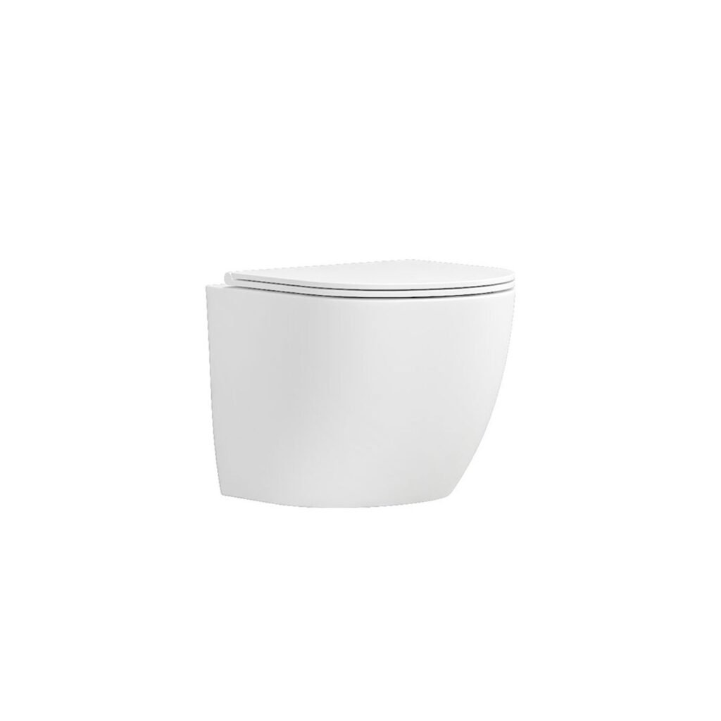 KAR. 5206836600215 Λεκάνη αναρτώμενη rimless με κάλυμμα MILOS LT 046E White Matt – Ετοιμοπαράδοτο